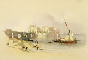 1839年4月28日、シドンの城塞、ルイ・ハゲ（1806-85）pubによって彫刻された「聖地」のボリュームIIのプレート76。 1843 作： David Roberts